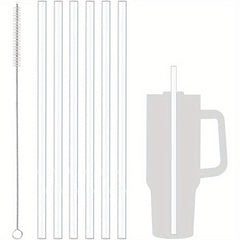 6 Pk Replacement Straws For Travel Tumbler Reusable Straws W/Cleaning Brush
