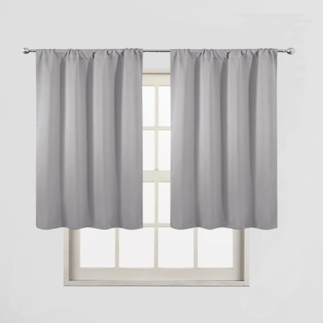 Thermal Insulated Blackout Curtains Rod Pocket Silvery Gray