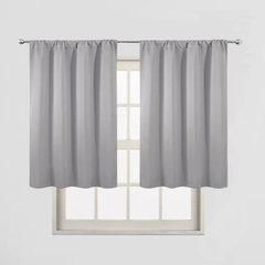 Thermal Insulated Blackout Curtains Rod Pocket Silvery Gray