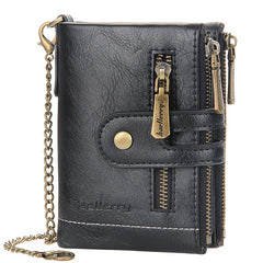 Men's Leather Bifold Wallet RFID Blocking Zipper Coin Purse