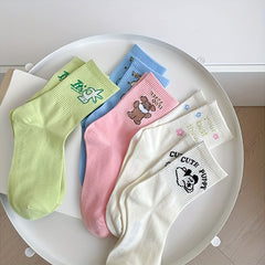5 Pairs Letter Print Socks Women's Stockings & Hosiery