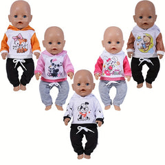 2pcs Animal Pattern Doll Clothes Set for 45 Dolls Soft Polyester