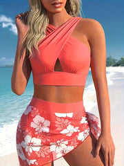  Boho Bikini Set & Floral Cover Up 2-Piece Swimsuit