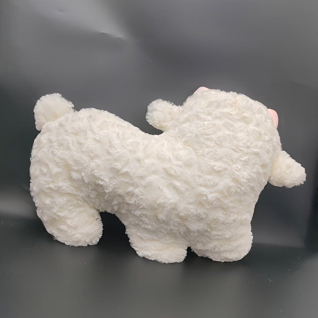 15.75" Fluffy Lamb Plush Toy with Pastel Accents