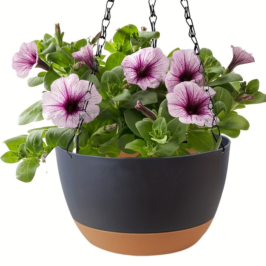 Plastic Hanging Planters Outdoor Indoor Flower Pots Dark Grey