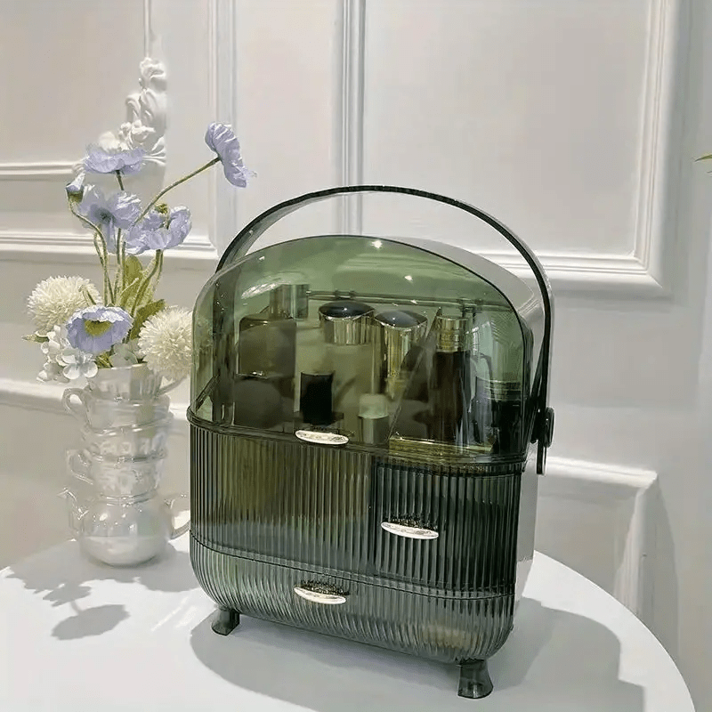 Large Capacity Waterproof Makeup Organizer with Skincare Storage