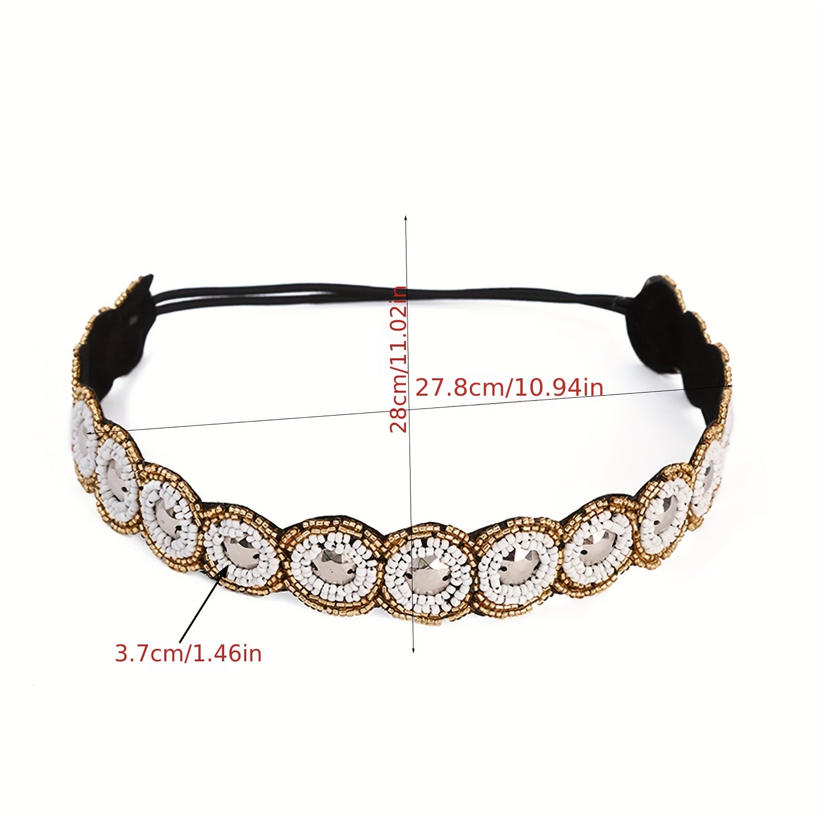 Vintage Bridal Headwear Beaded Hair Band Crystal Rhinestone Head Jewelry