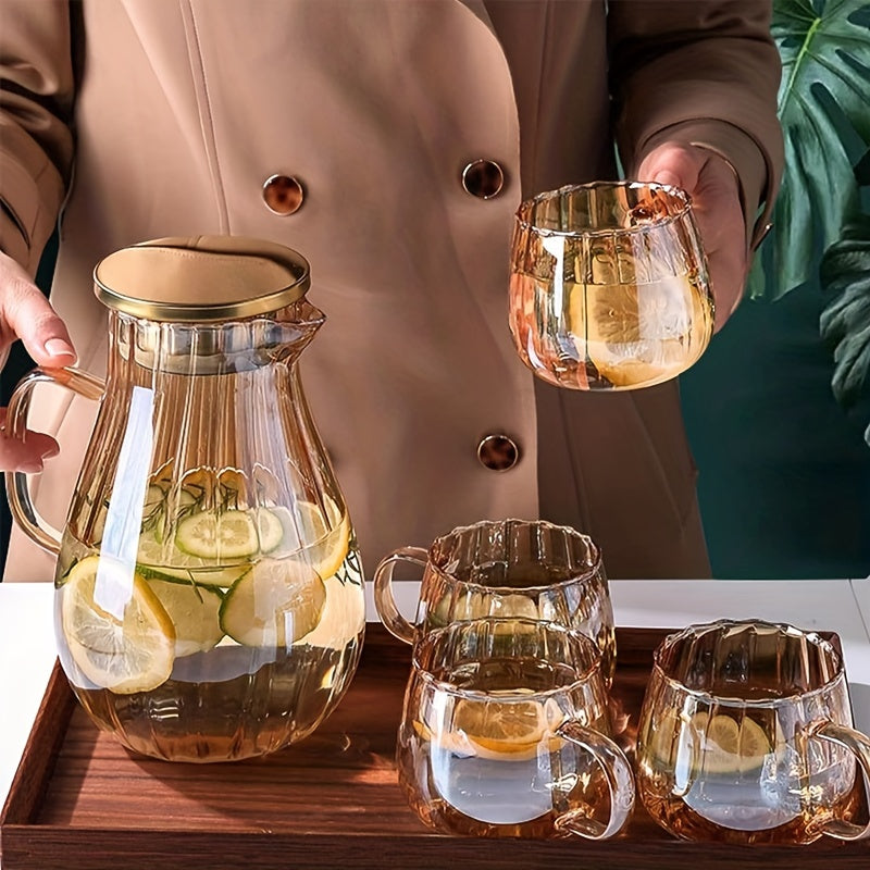 1.8L Glass Pitcher With Lid Heavy Duty Water Carafe Hot Cold Beverges