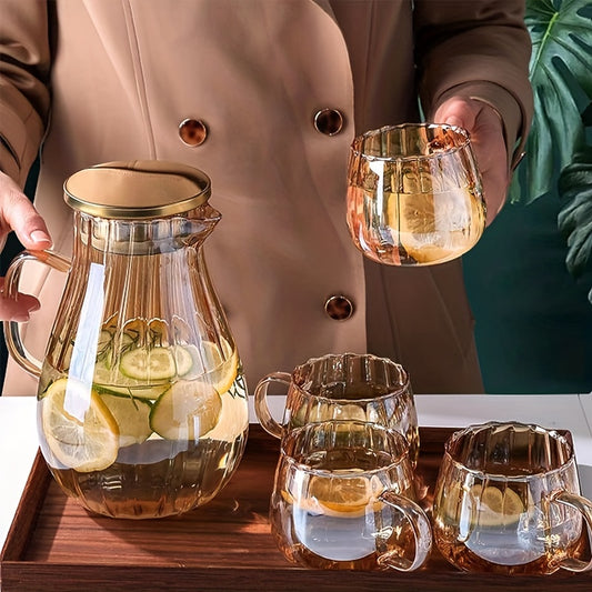 1.8L Glass Pitcher With Lid Heavy Duty Water Carafe Hot Cold Beverges