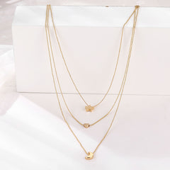 Star Moon Love Pendant Bead Necklace Multilayer