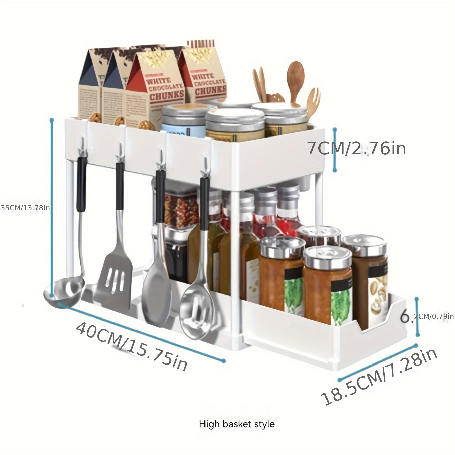 1pc Kitchen Multifunctional Shelf Pull out Seasoning Rack Cabinet Storage
