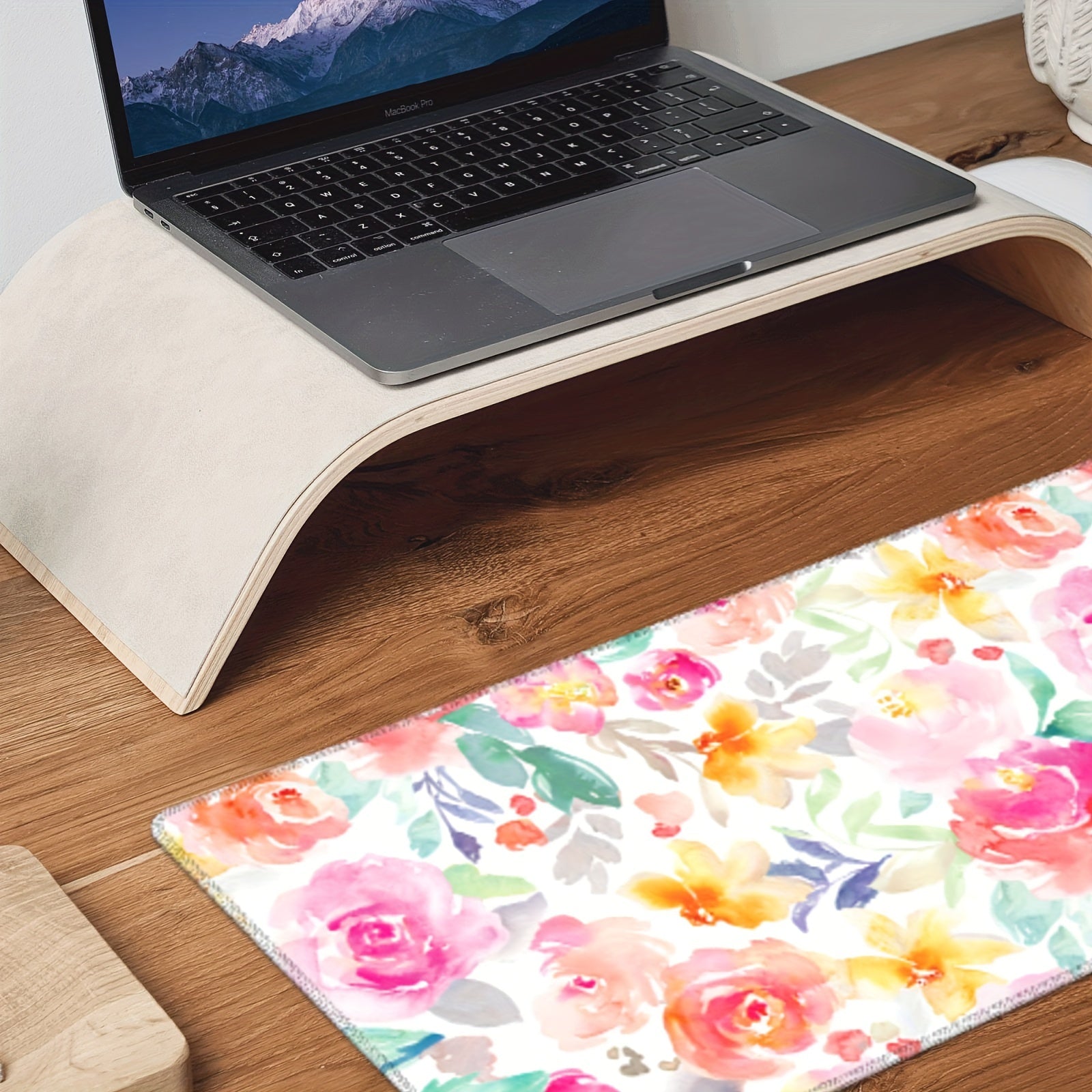 Floral Desk Mat Pink Mouse Pad Non Slip Large Desk Mat