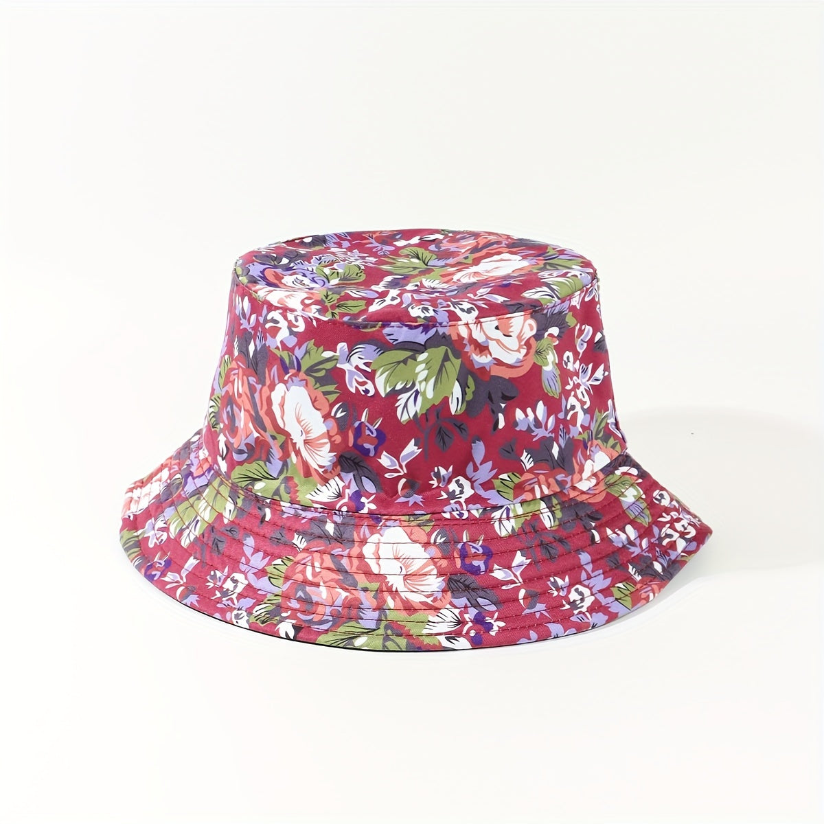 Cartoon Flower Print Reversible Bucket Hat Breathable Fisherman Cap