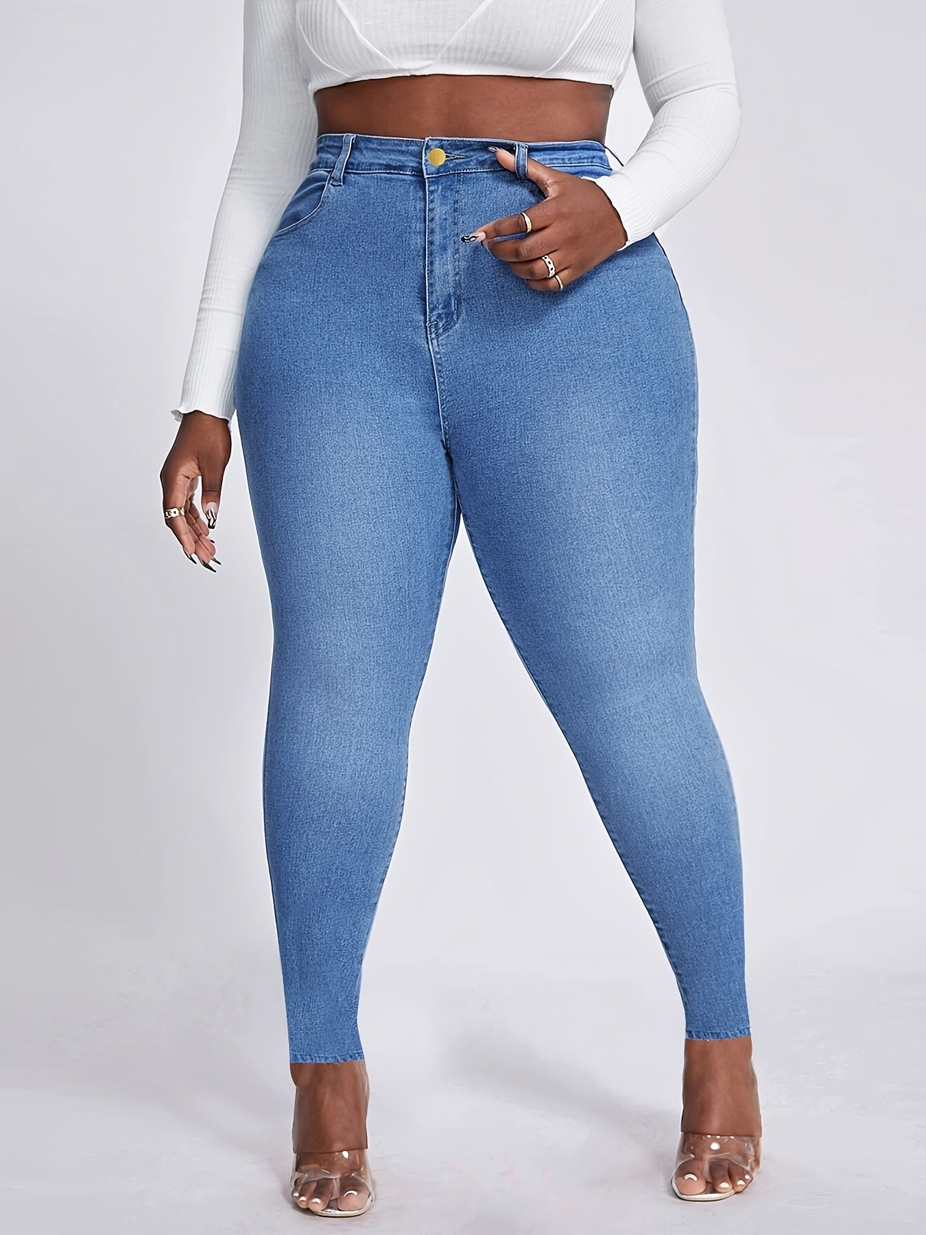  Button Up High Waist Skinny Jeans