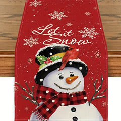 Christmas Snowman Table Flag - Red Retro Snowman Decoration