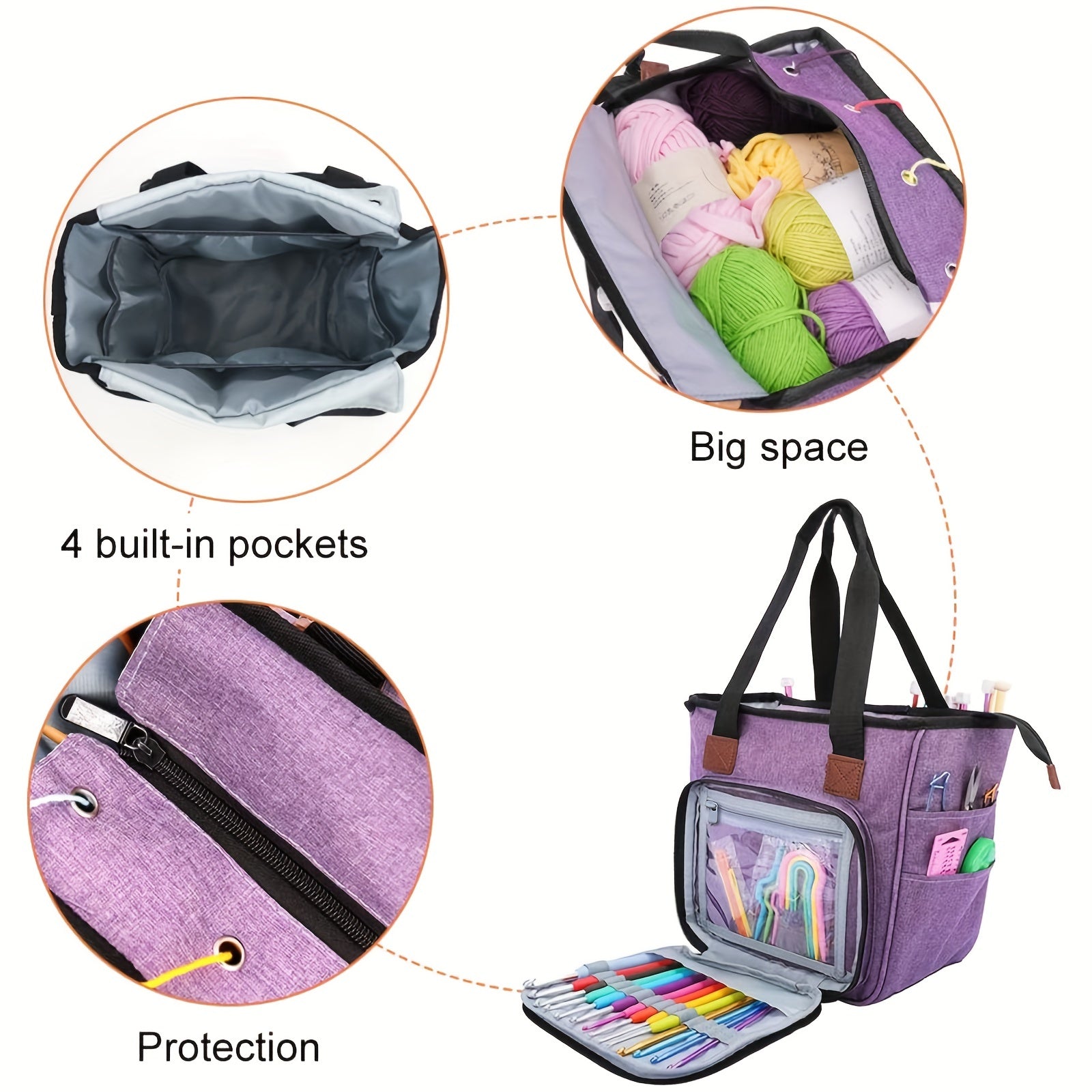 DIY Yarn Bag Knitting Organizer Tote Bag with Portable Storage