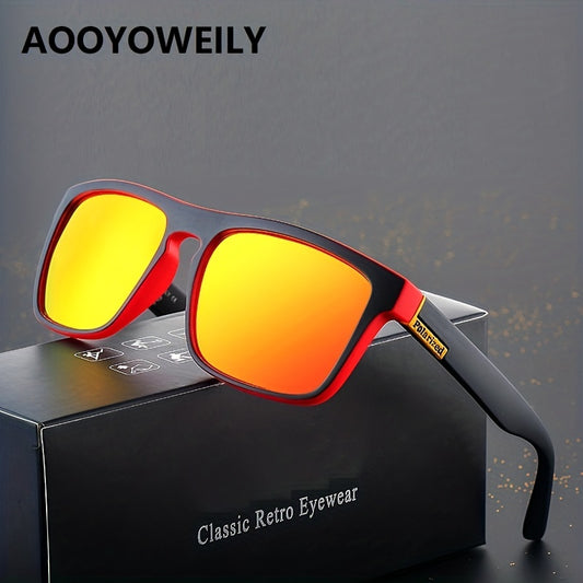 Vintage Square Frame Polarized Sunglasses for Men & Women