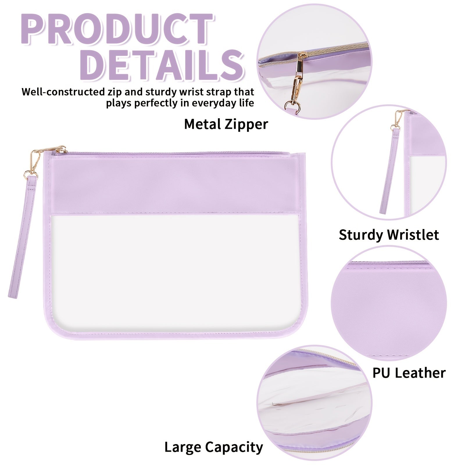 Clear PVC Flat Pouch PU Travel Makeup Bag
