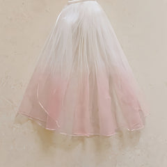 Short Tulle Bride'S Veil with Lace Detail Soft Pastel Gradient