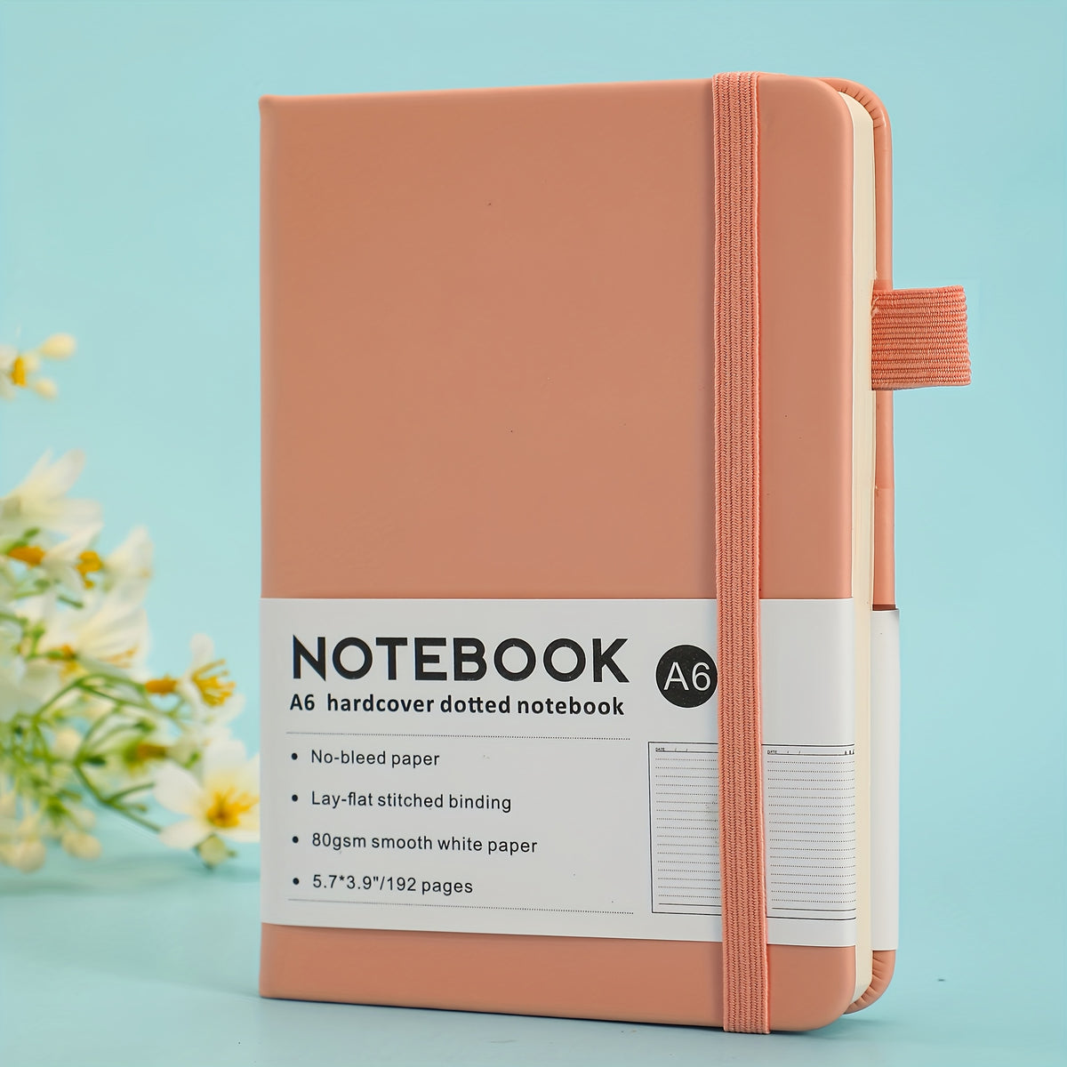 Customizable A6 Hardcover Notebook Pink Elastic 192 Pages Soft Faux Leather