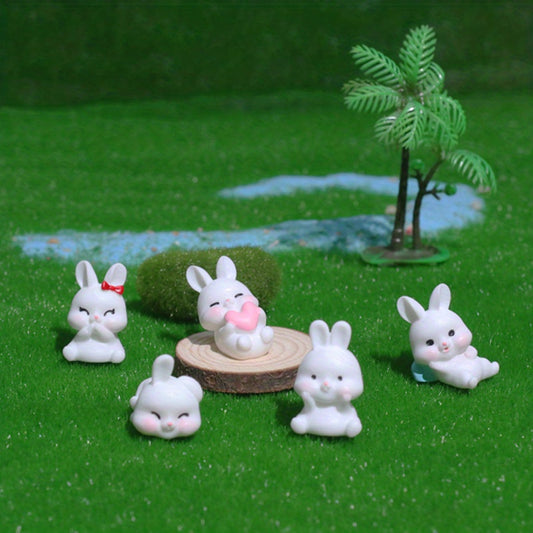 5pcs Mini Rabbit Resin Crafts Garden Potted Landscape Decoration