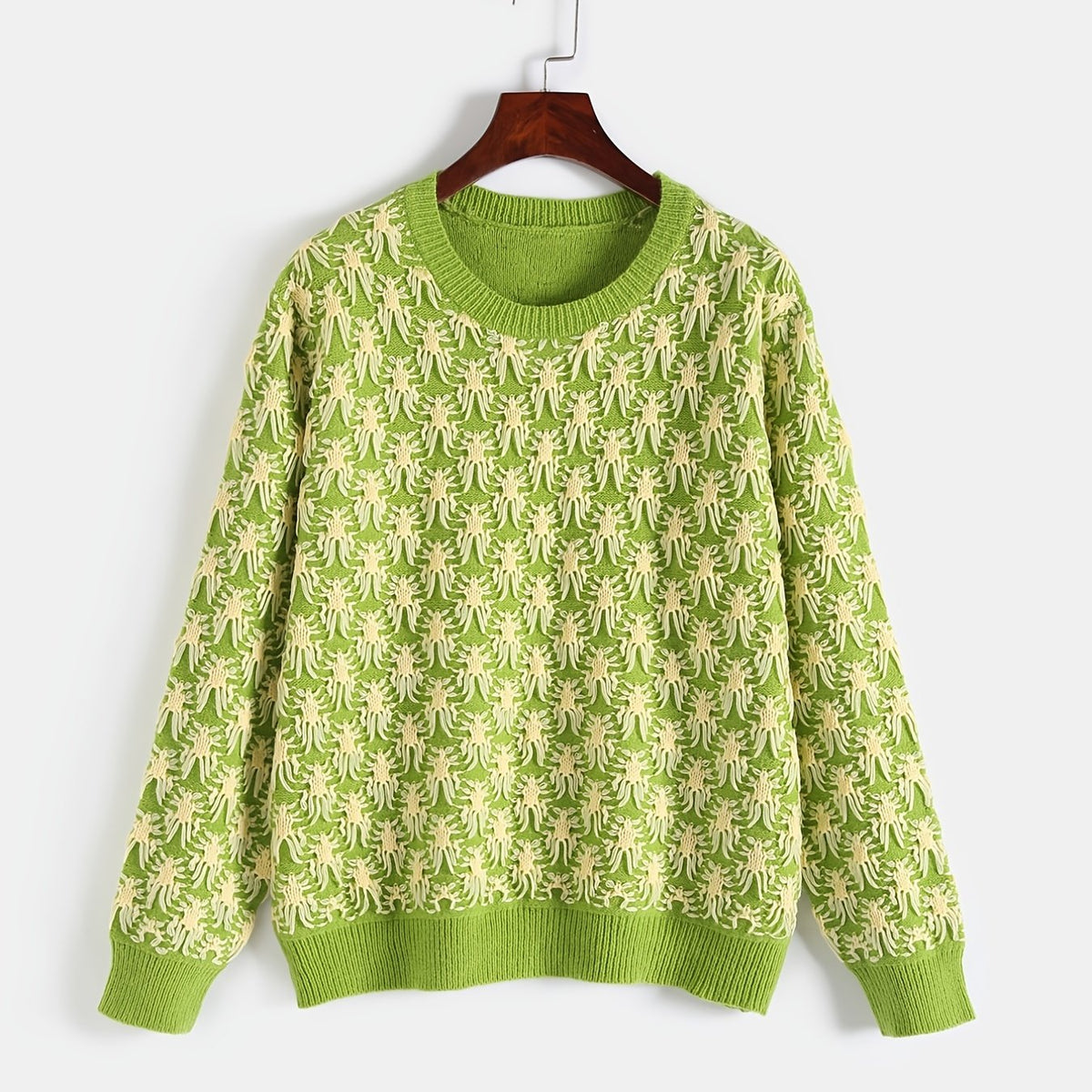  Jacquard Long Sleeve Knitwear Women's Plus Casual Pullover Sweater