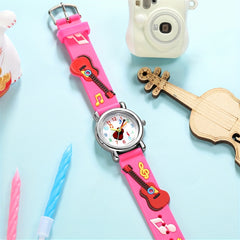 3D Embossed Guitar Pattern Plastic Band Children's Watch