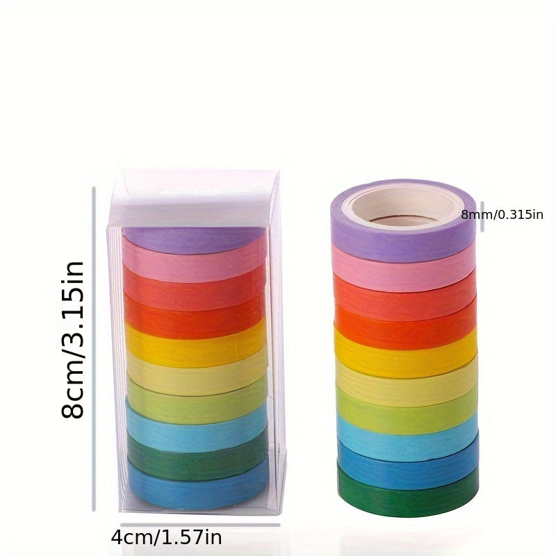10pcs Rainbow Washi Tape Set Macaron Colors DIY Decoration