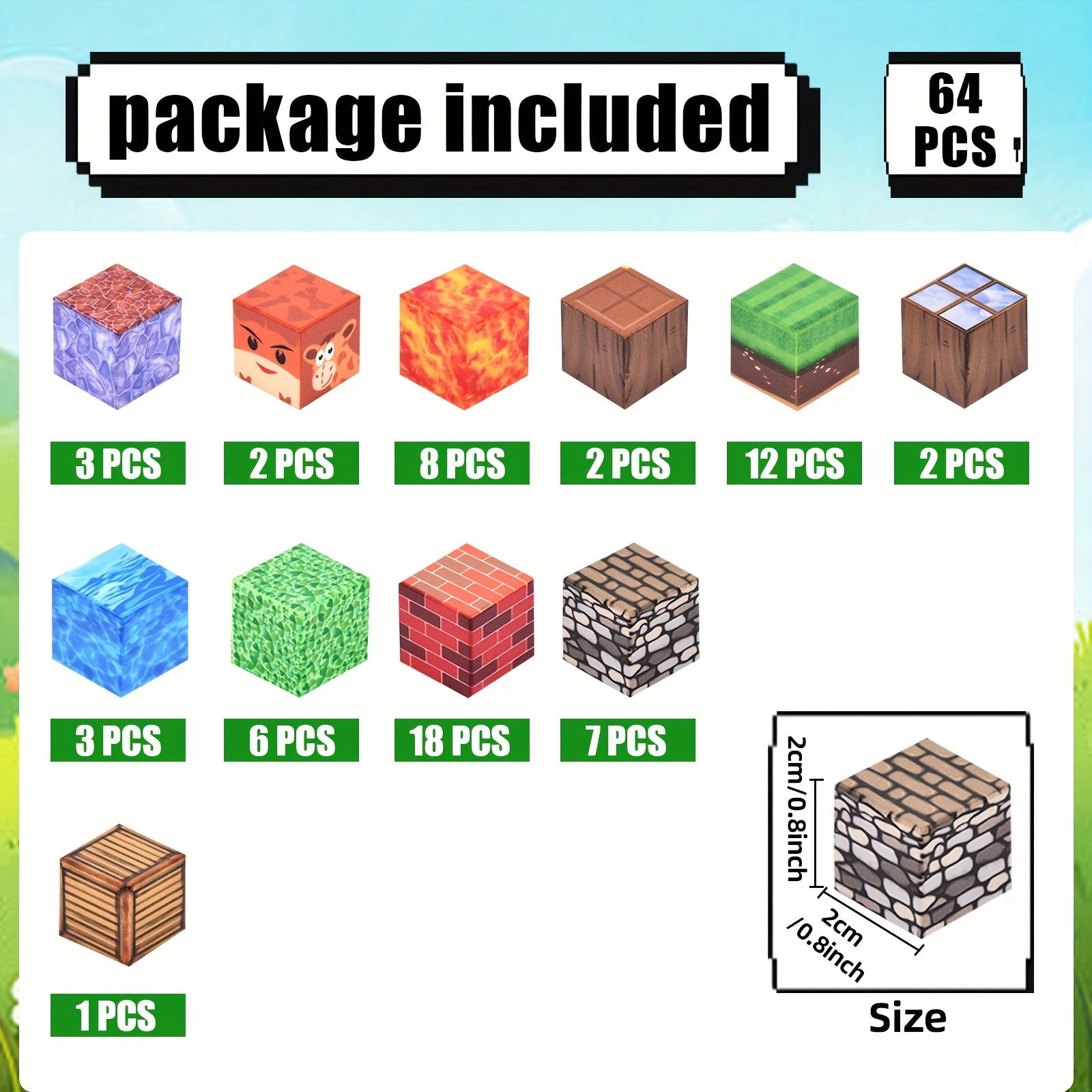 64pcs Magnetic Building Blocks Construction Set for 3-10 Year Olds