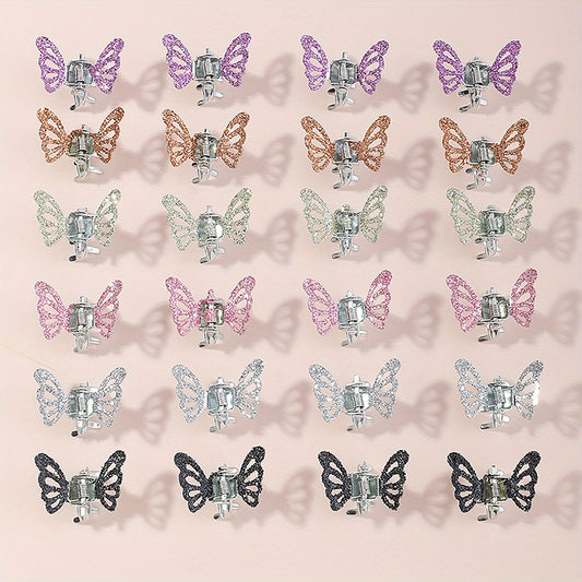 Rhinestone Butterfly Mini Hair Claw for Women Girls Sweet Hair Accessories