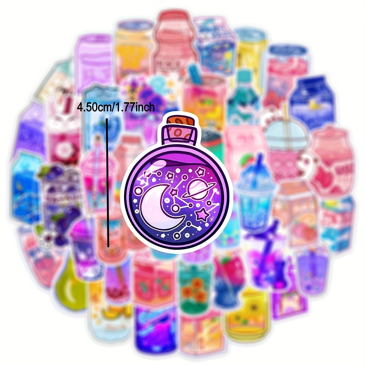 50Pcs Cartoon Drink Theme Waterproof Vinyl Stickers - Teens Girls Kids Gift