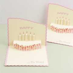 3D Happy Birthday Greeting Card - Bronzing Foldable Birthday Gift Blessing
