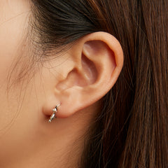 925 Silver Cat Ear Buckle Stretch Circle Stud Earrings