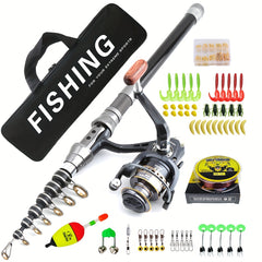 Telescopic Fishing Rod and Reel Combo, 1.8-3m Rod with 5.2:1 Gear Ratio Reel