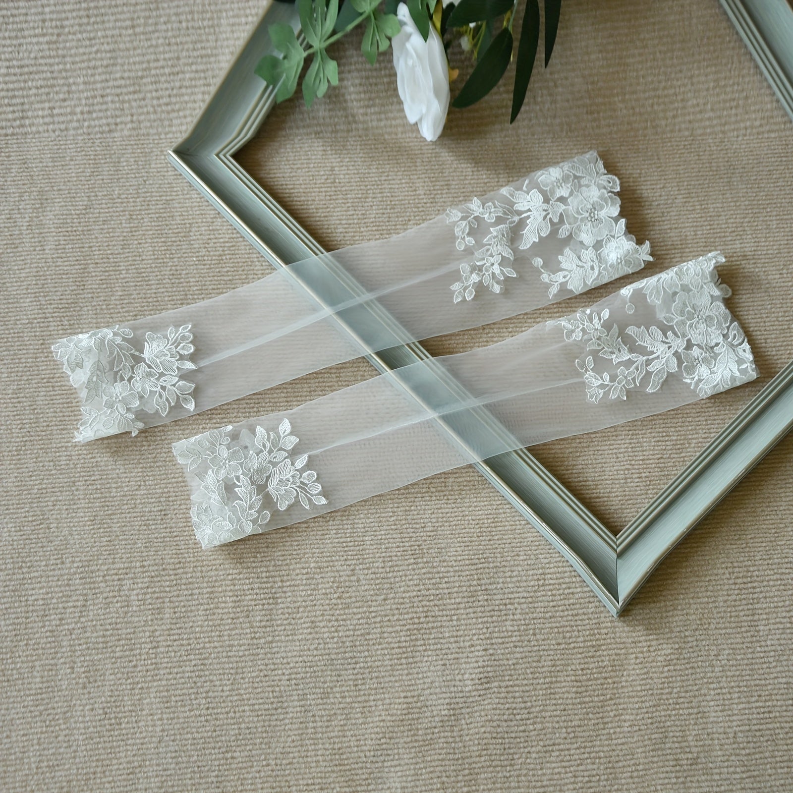 Bride Wedding Arm Sleeve Long Floral Sheer Cuff for Brides Formal Events