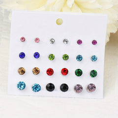Heart Shaped Stud Earrings Set Multicolor Women Girls