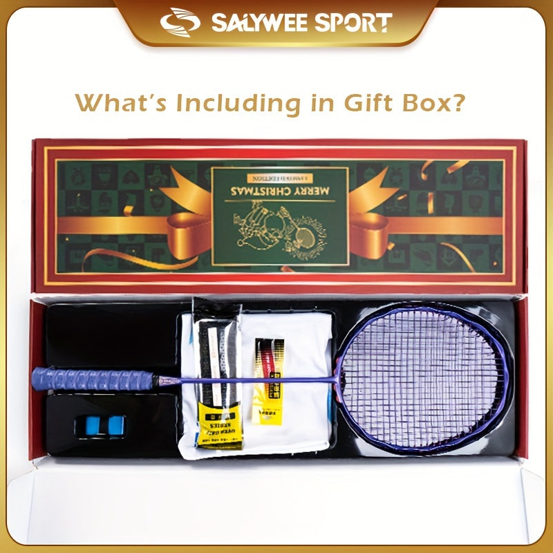 2pcs Carbon Fiber Badminton Rackets Gift Set