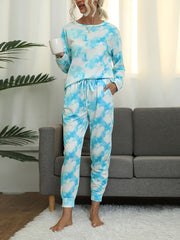 Tie Dye Print Lounge Set Long Sleeve Top & Pants