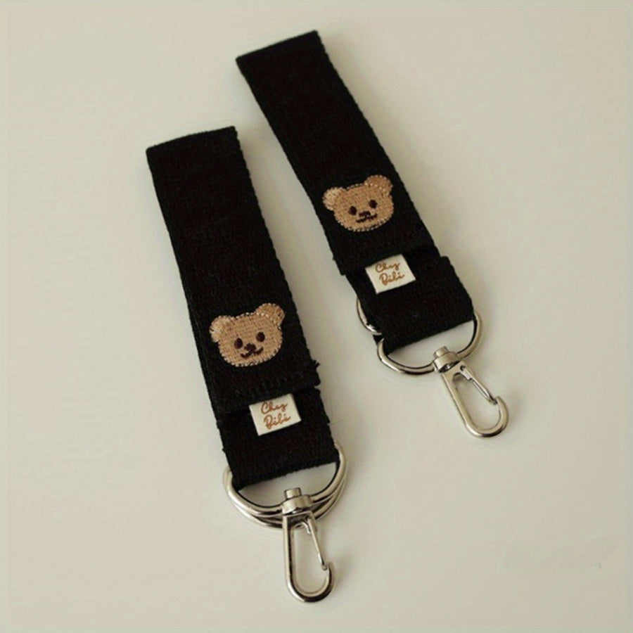 2-Piece Baby Car Hook Embroidered Bear Hanging Stroller Pendant