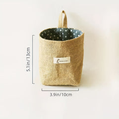 Jute Cotton Linen Storage Bag Wall Hanging Pocket Fabric Organizer Dorm