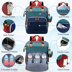 Large Capacity Women's Diaper Bag Backpack with Insulated Pocket