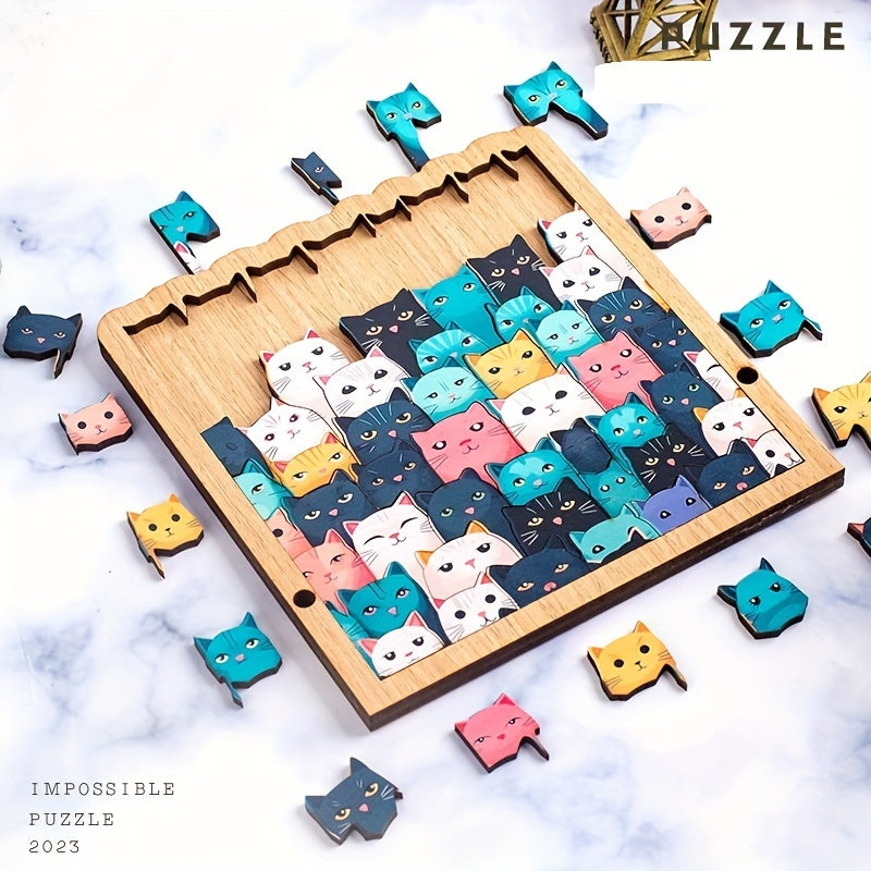 Difficult Cartoon Cats Jigsaw Puzzle Pegged Puzzles for Christmas