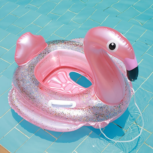 Large Flamingo Shaped Sequin Translucent Swimming Ring