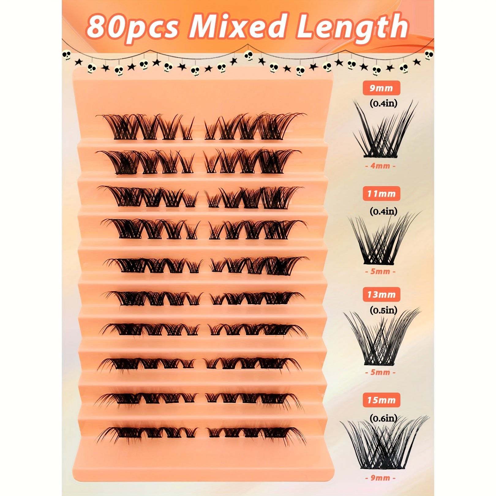 80 Clusters Eyelashes Fox Eye Sexy Lashes DIY Faux Mink False Eyelashes