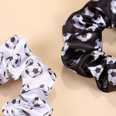 2pcs Soccer Charm Scrunchie Silk Hair Tie Ponytail Holder