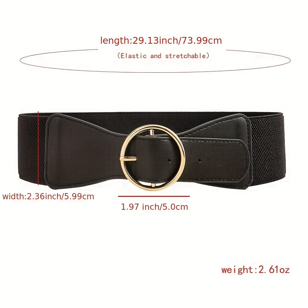 Solid Bowknot PU Leather Elastic Waistband Vintage Coat Girdle For Women