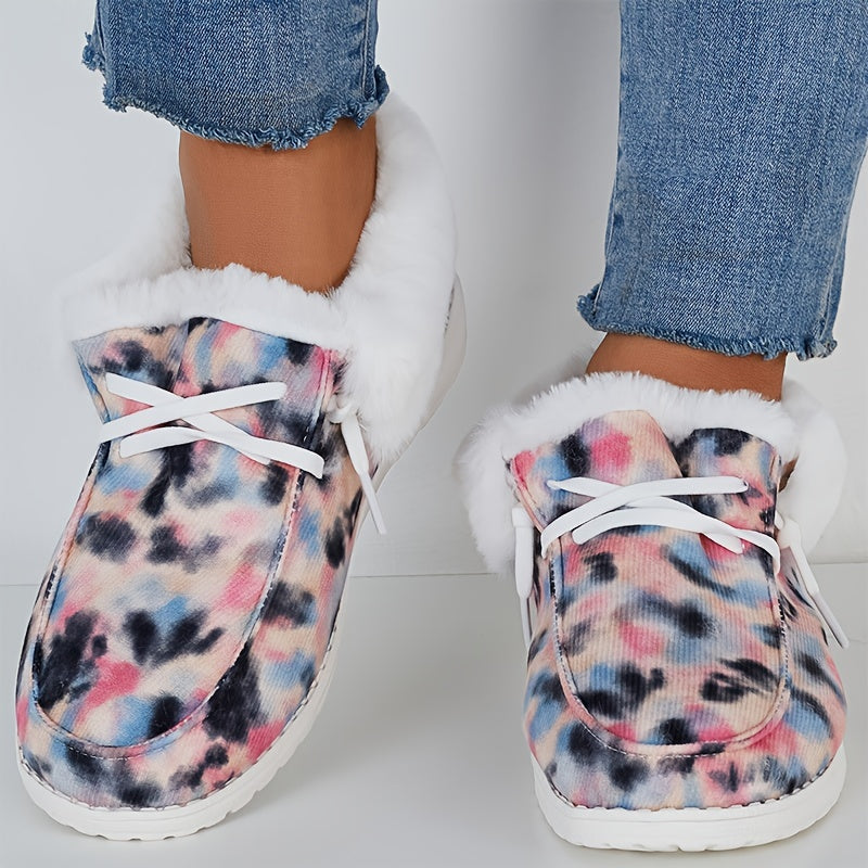Women's Tie Dye Non-Slip Walking Sneakers Comfortable Warm Sport Shoes