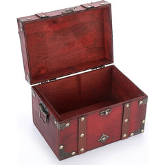 Vintage Treasure Chest Storage Box Wooden Jewelry Pirate Keepsake