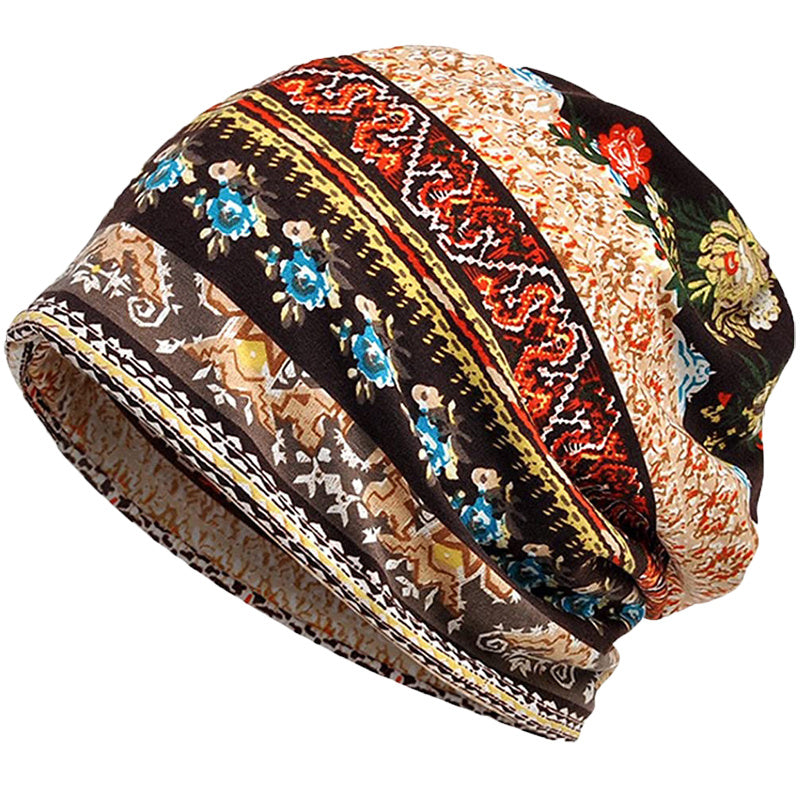 Bohemia Soft Flower Print Sleep Beanie Hat Cap 23 Inches 58 Cm