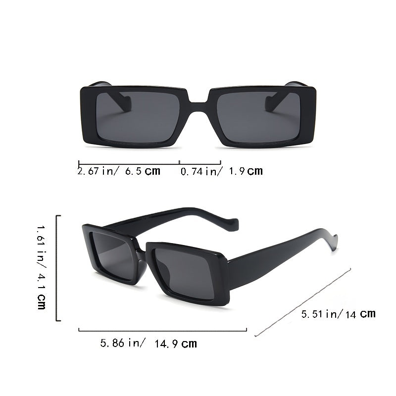 Vintage Rectangle Sunglasses Women Chunky Glasses 90s Lens
